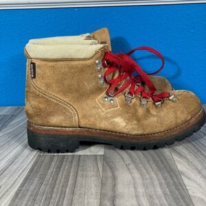 Vtg 70s 80s Brown Suede Leather Hiking Boots Vibram Sole Women 10.5 D Union Made